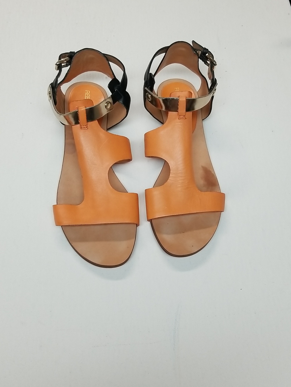 Rebecca Minkoff Black and Orange Leather Strappy Sandals